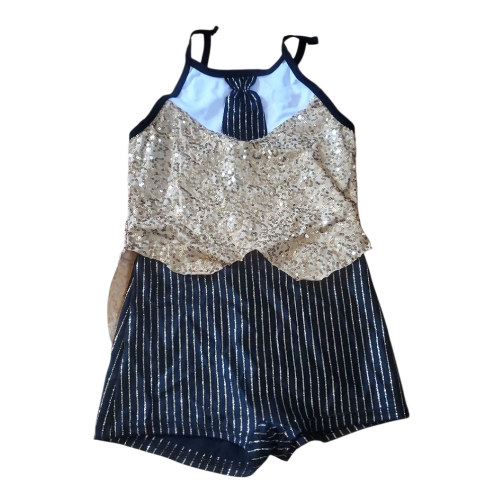 Curtain Call Gold and Black Kids Dancing Costume Size CME